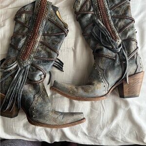 Women's Rustic Leather Ankle Boots with Braided Detail